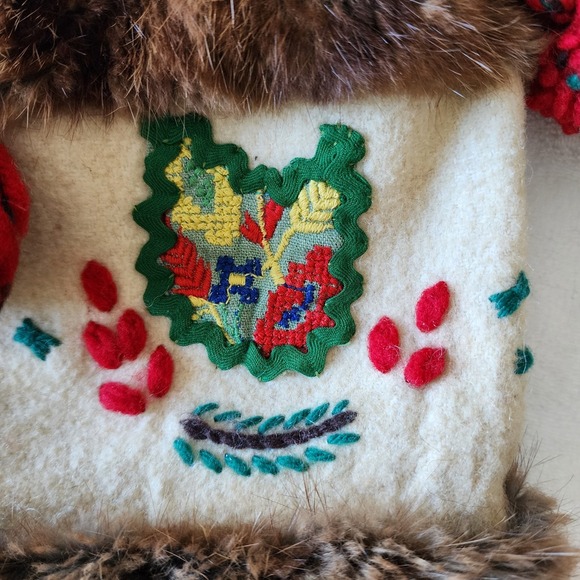 VTG Leather Moccasins Mukluks Native American Made Suede Fur Wool Embroidery 70s - Picture 5 of 16